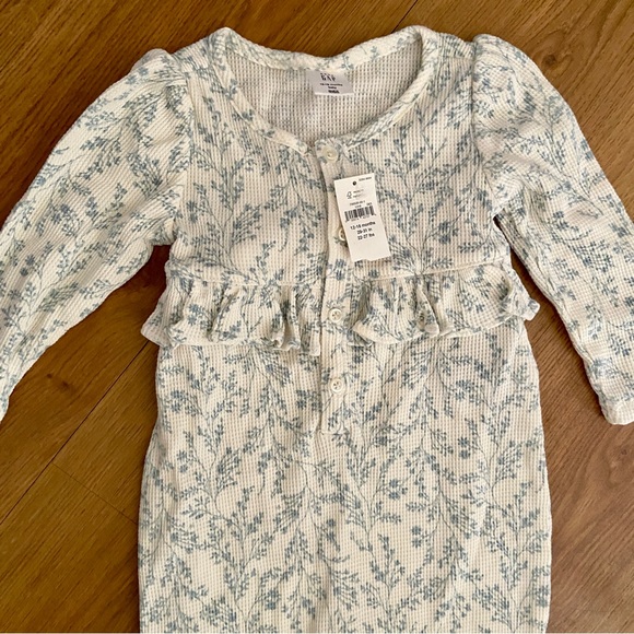 GAP Other - GAP | Baby Waffle Knit Snap Floral Ruffle Puff Shoulder Sleeper One Piece NWT